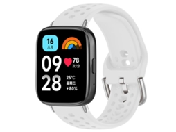 Bracelete Para Redmi Watch 3 Active / Lite - Silicone Esportivo - Fivela Prateada Branca