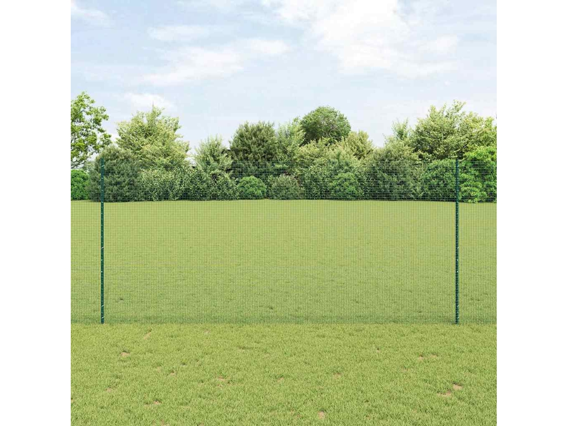 Vidaxl Cerca De Arame Soldado Com Postes 25 X 1,4 M Verde Malha