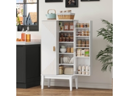Espaçoso Armário Vintage Duas Portas Com Arrumação Na Porta 120×59×30cm Adequado Para Cozinha, Vestíbulo E Sala