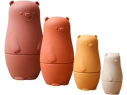 Conjunto De Bonecas Russas Empilháveis 4 Camadas Com Ursinho/pinguim