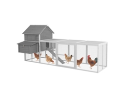Galinheiro de Madeira 310,5x149,5x149cm Gaiola para 4 6 Galinhas com 2 Janelas Portas Ninho Bandeja Removível e Rampa Cinza op