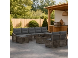 Vidaxl Conjunto De Sofá De Jardim 10 Unid. Cinzento Vime Pe