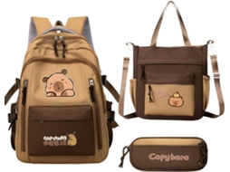 Mochila Capivara, Escolar Com Bolsa De Ombro E Estojo, Grande Estampa Desenho Animado, Porta-lápis,