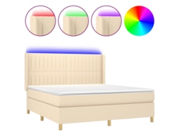 Cama Box Spring VIDAXL (Bege - Tecido - 203 x 163 x 128 cm)