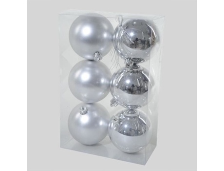 Conjunto de Bolas de Natal EMINZA Mm Alpine Prateado - 6un (8 cm)