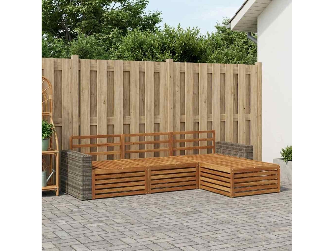 Vidaxl Conjunto De Sofás Para Exterior 4 Pcs Natural