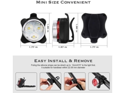 Luz De Bicicleta Recarregável Via Usb, Com Luz Dianteira Super Brilhante E Luz Traseira De Led. Aquaforge