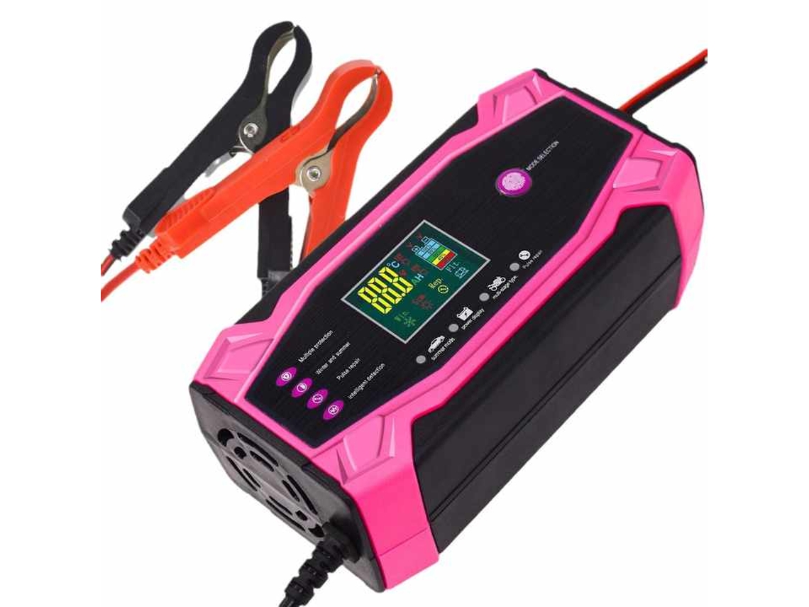Lurelia Carregador De Bateria 12/24v 10a 12v 24v Para Carro E Moto Com Visor Lcd