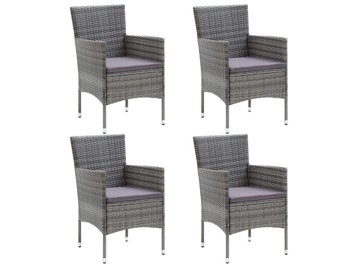 Cadeiras De Jantar Para Jardim 4 Pcs Vime Pe Cinzento Dkd Home Decor
