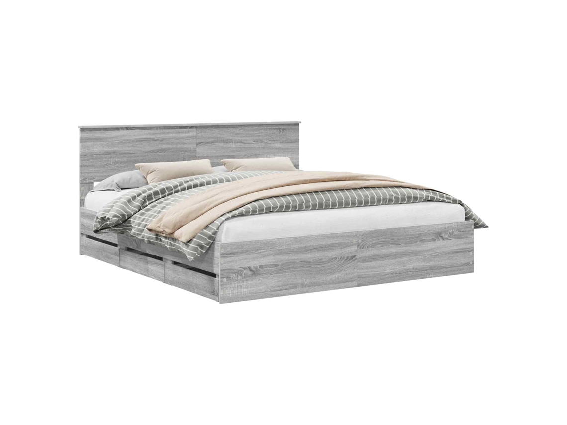 Estrutura de Cama com Gaveta MAISON EXCLUSIVE Cinza Sonoma 180 X 200 cm