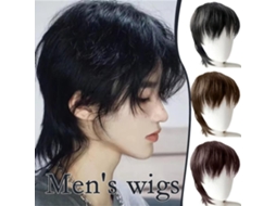 Wolftail Cabelo Peruca Retro Peruca Masculino Centro Bangs Perucas Completas TAISHENGDA
