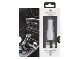 Kit Carregador USB p/ carro SBS c/ cabo Lightning