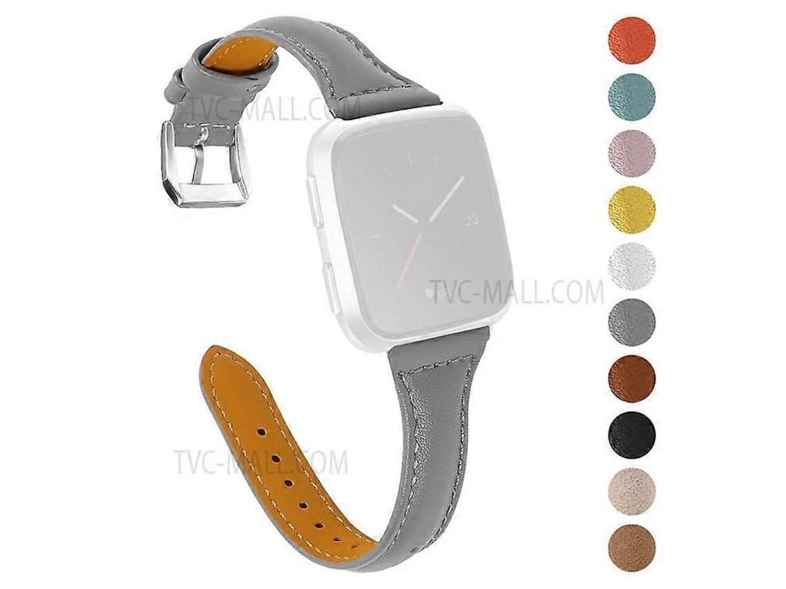 Pulseira de substituição elegante em couro bovino genuíno compatível com Fitbit Versa 2/Versa/Versa Lite/Versa SE/Ebike