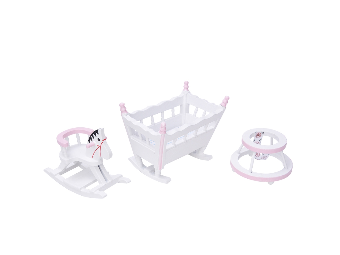 Acessorios Para Casa De Boneca Móveis Miniaturas Cuna Cavalo De Madeira Carro De Passeio Em Branco 1:12