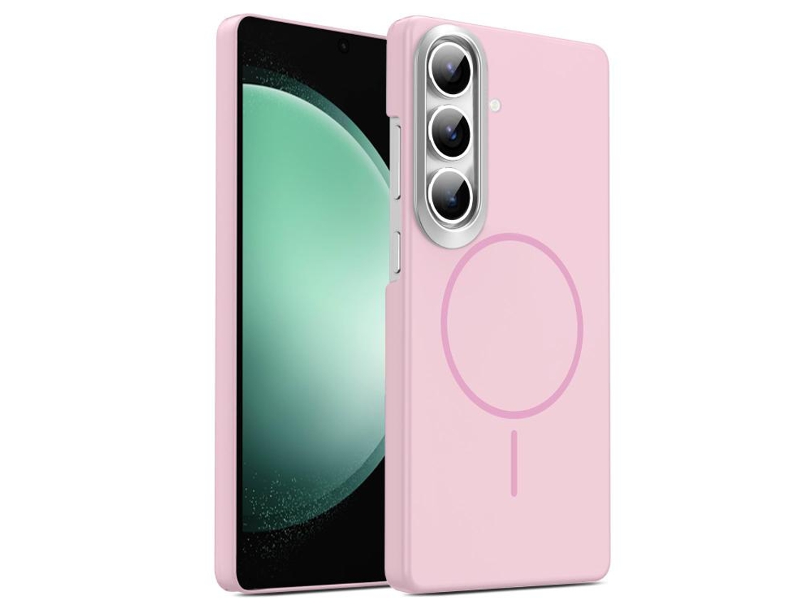 Capa Para Samsung Galaxy S23 Fe 5g Fina Circular Magsafe À Prova De Choque Dourada Em Policarbonato Rosa