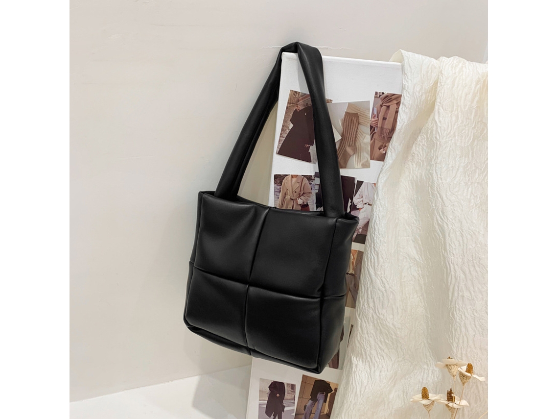 Bolsa Underarm de Malha Pu com Grande Capacidade para Compras Preta S/MARCA