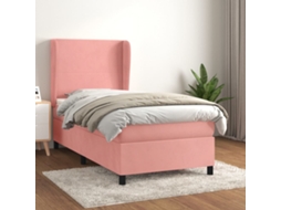 Vidaxl Cama Com Molas/colchão 90x200 Cm Veludo Rosa