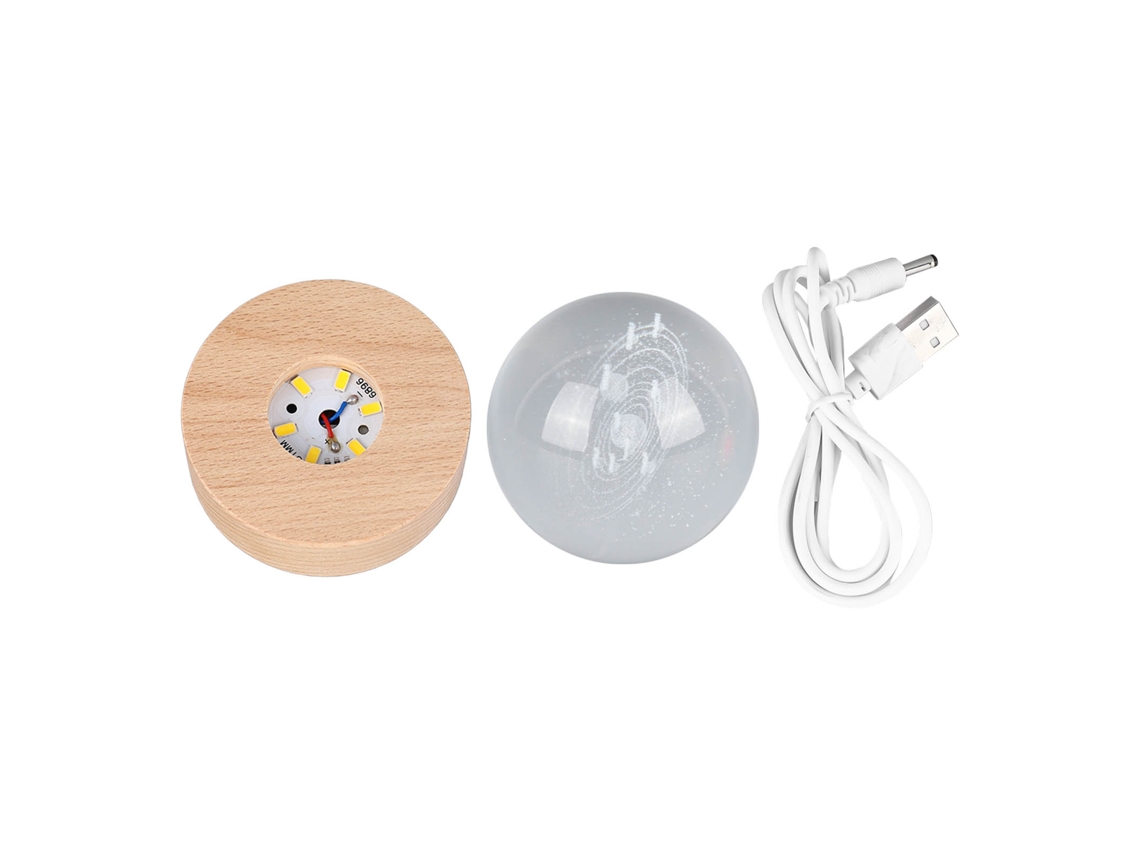 Bola De Cristal 3d 6cm Sistema Solar Luminosa