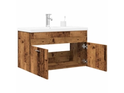 Vidaxl 2 Pcs Conj. Móveis Casa Banho Derivados Madeira Madeira Velha