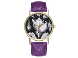 Relógio masculino Zhoulianfa T247-a, analógico, de quartzo, roxo, com pulseira de couro PU e mostrador redondo.