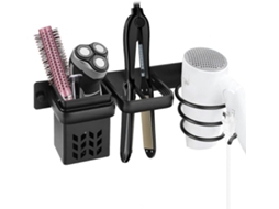 Suporte de Parede para Secador Cabelo, e Chapinha, Organizador Escova Cabelo - Preto GOKOCO