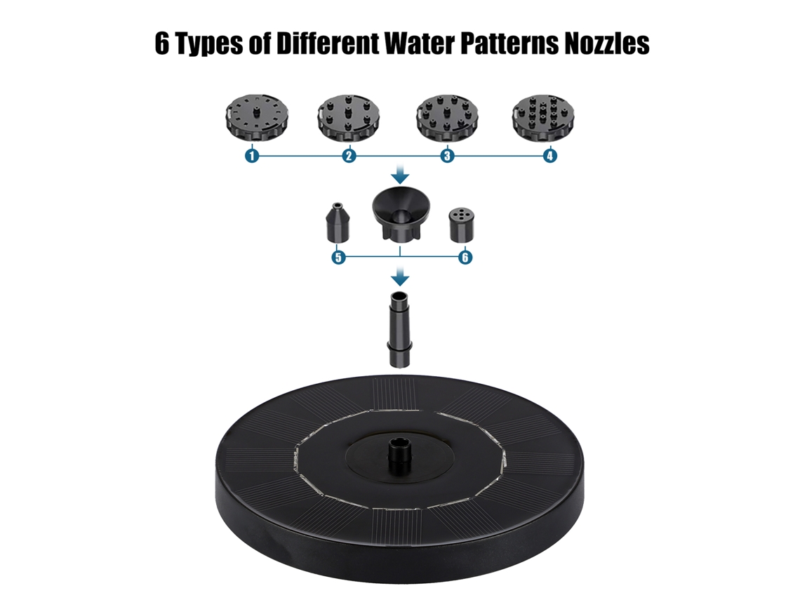 Bomba Solar 1.5w Com 6 Bicos Para Piscinas Pequenas