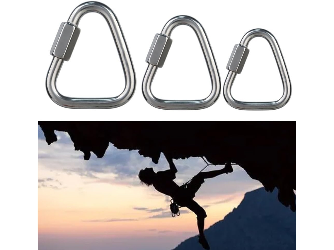 Mosquetão triangular em aço inoxidável para escalada e resgate, Com