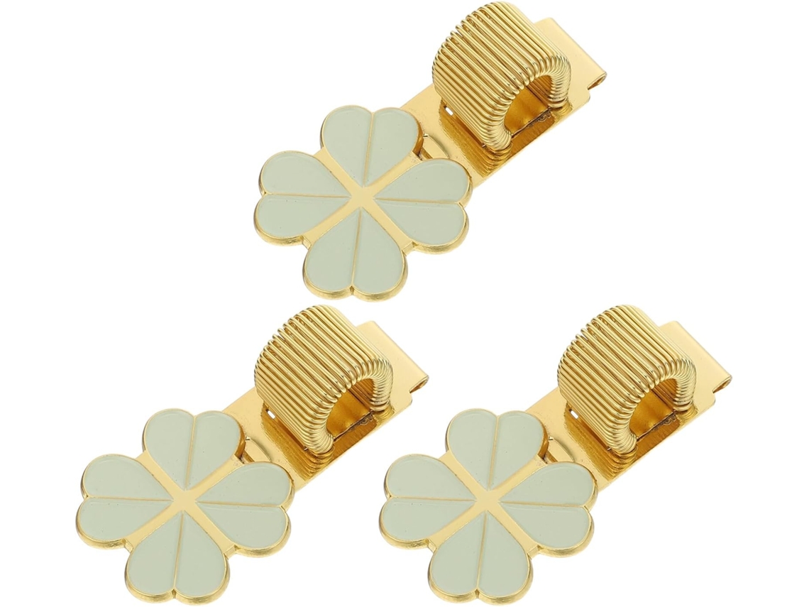 Pretyzoom 3-clips De Caneta Com Mola, Liga De Zinco, Design De Trevo Quatro Folhas, Dourado, Clipe De Metal Ajustável