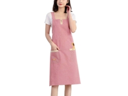 Rebe delantal de Trabalho Adulto com Laços de Cintura para Cozinhar, Assar, Pintar e Jardineria (vermelho a Quadros)