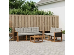 Vidaxl Conjunto De Sofás Para Exterior 6 Pcs Natural E Cinzento-claro