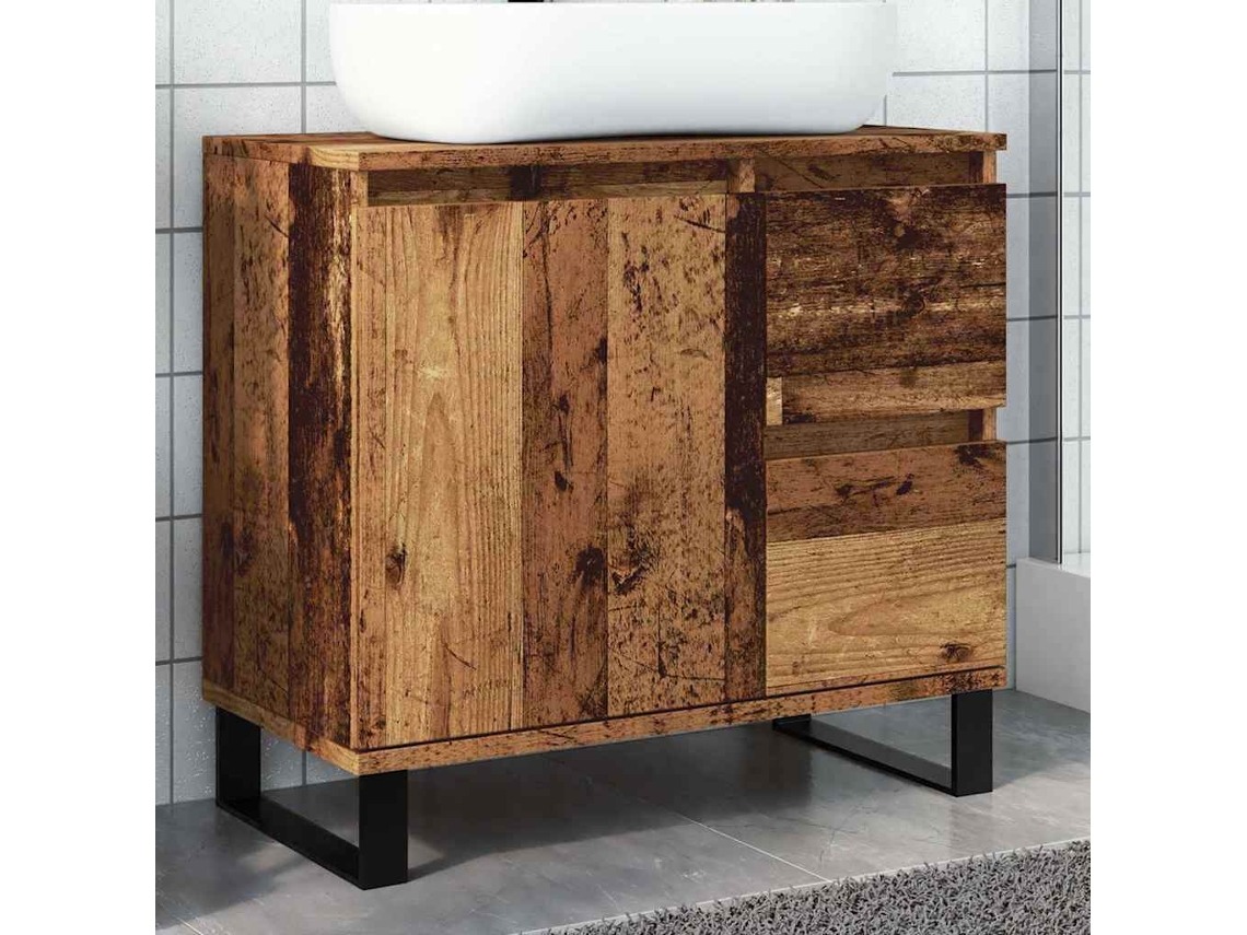 Vidaxl Armário Lavatório Wc 65x33x60cm Derivados Madeira Madeira Velha