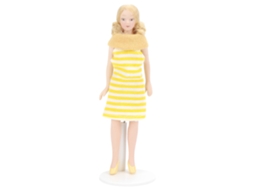 Mali boneca de Menina com Vestido Amarelo Cabelo Loiro para Casa de Bonecas 1:12