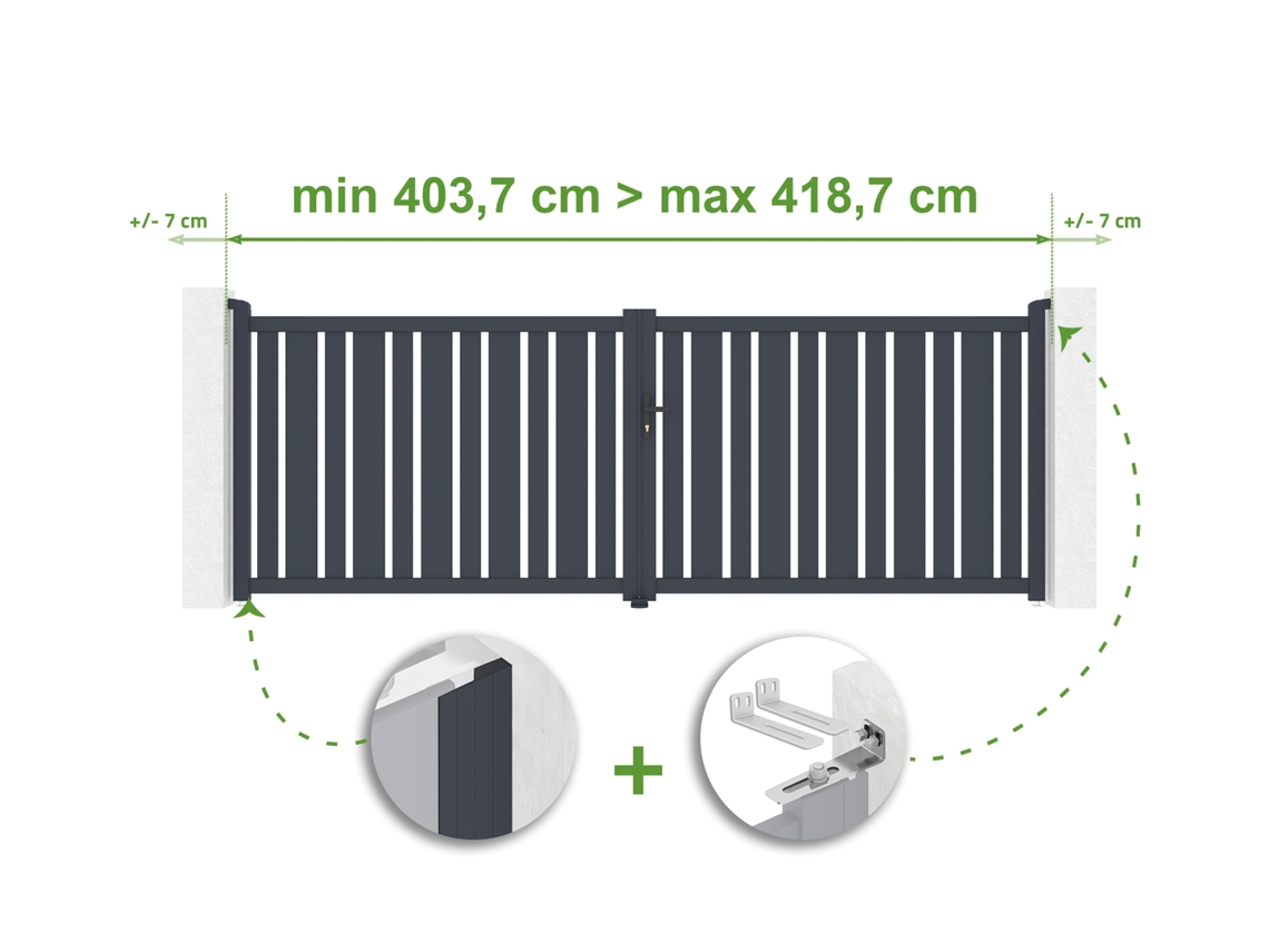 Portão De Batente Ajustável Largura 4m Veymont H.140cm Alumínio Cinza Casanoov
