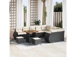 Vidaxl Conjunto de Sofá de Jardim 12 Pcs Preto Vime Pe