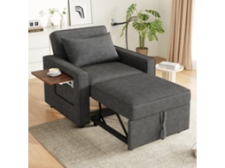 Poltrona-cama Dobrável Com Usb E Suporte Para Telemóvel, Sofá Conversível Compacto Cinza