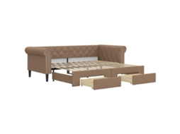 Sofá-cama com gavetão VIDAXL Marrom Couro Artificial (90x200 cm)