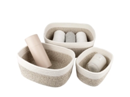 Organizador Cestos Armazenamento Multiuso RNEMITERY Algodão Branco (30x21x15cm)