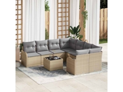 Vidaxl Conjunto De Sofá De Jardim 9 Unid. 8-número De Lugares Bege