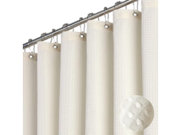 Cortina De Chuveiro Chrui Tecido Texturizado Resistente, Com 12 Ganchos, 180 Cm X 180 Cm (branco Marfim)