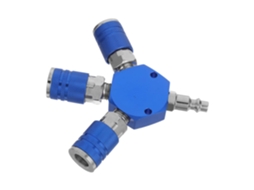 Conexão Rápida Topbathy de Alumínio com 3 Vias e Rosca NPT 1/4"