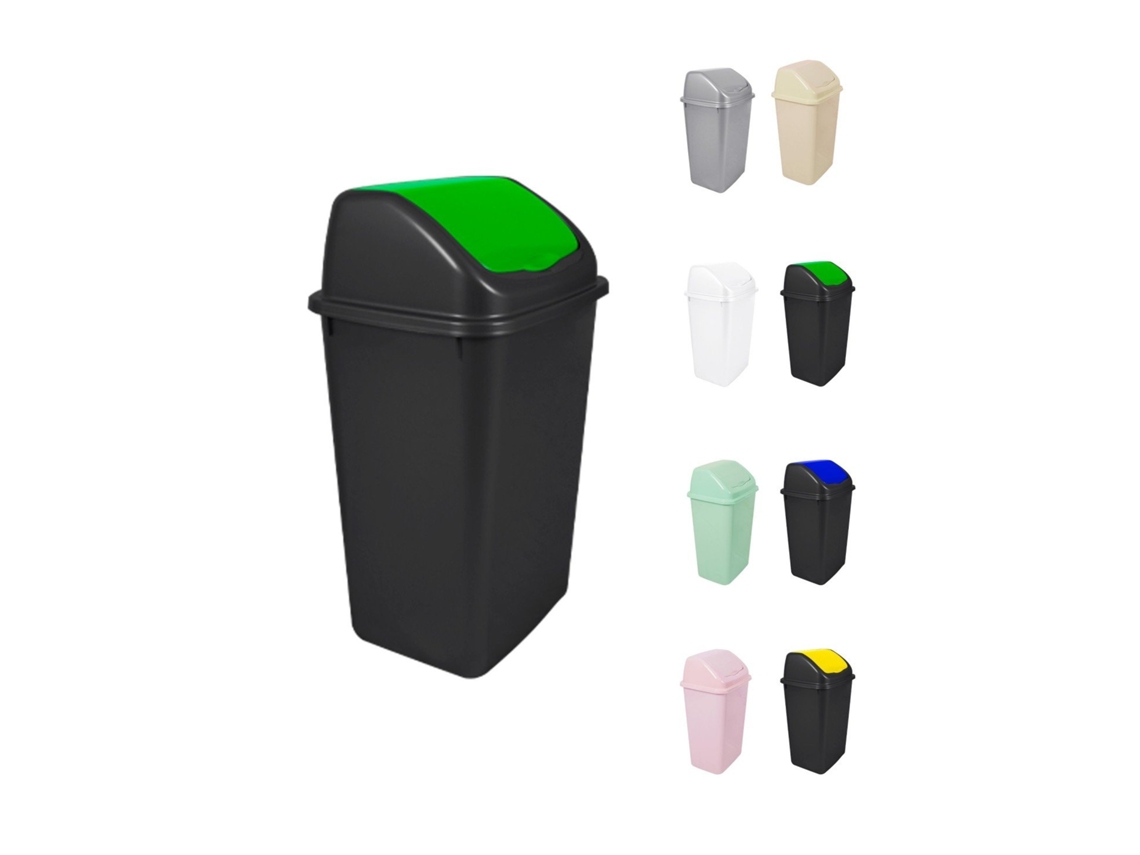 Cubo De Basura Con Tapadera Basculante - 15l / 25l / 30l / 50l - Papelera Ideal Para Cocina, Baño Y Oficina Verde - Negro 30 L