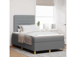 Vidaxl Cama Box Spring Led Cinzento-claro 120 X 200 Cm Tecido