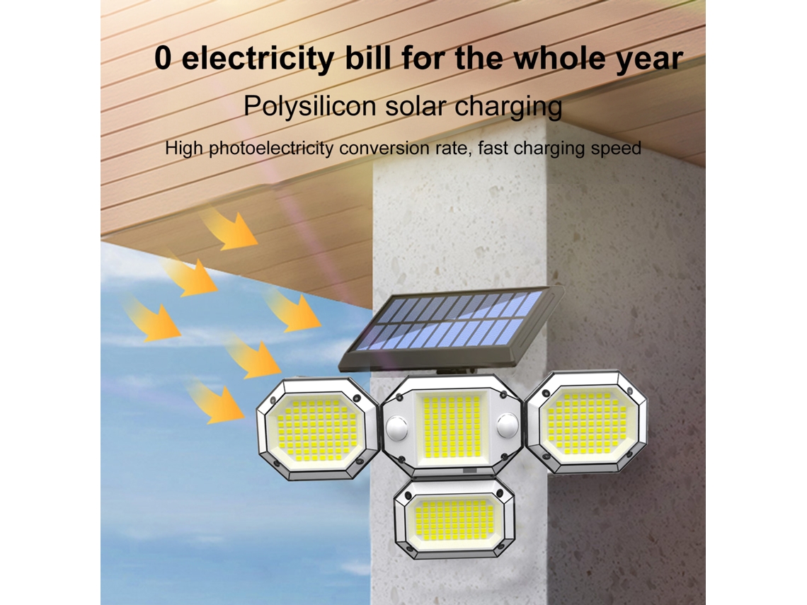 2026 luz Solar Exterior Jardim Casa Impermeável Potente Super Brilho Sensor Humano Farol Parede Varanda Pátio