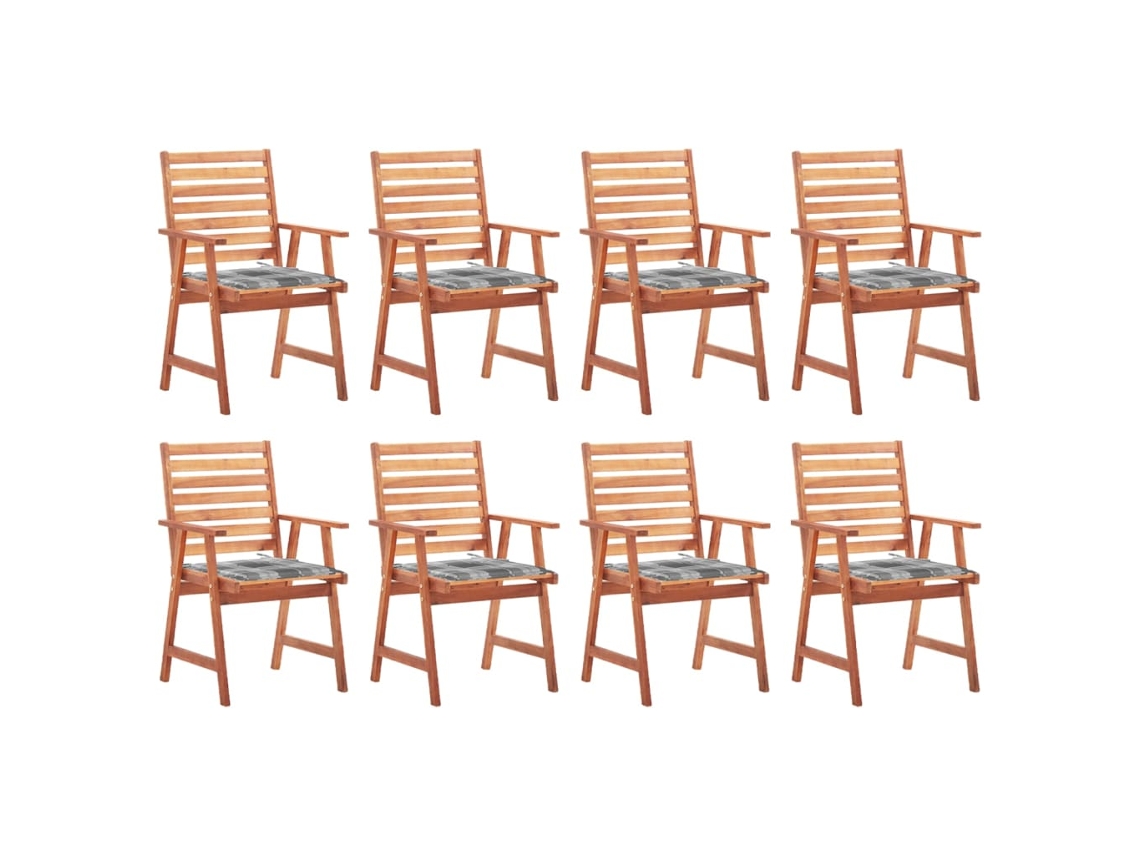 Vidaxl Cadeiras De Jantar P/ Jardim 8 Pcs C/ Almofadões Acácia Maciça