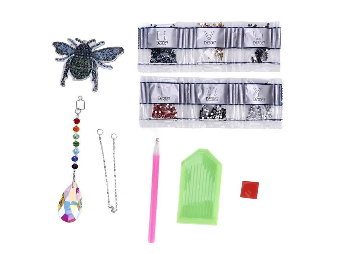 Pendiente De Pintura De Diamantes Abeja De Acrílico Con Piedras Cristalinas Para Navidad