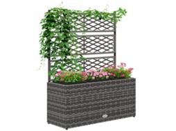 Vaso Plantas C/ Treliça, 3 Vasos 33l Resina Entrelaçada E Aço, 84x30x107cm