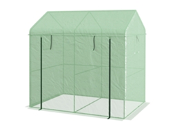 Estufa Jardim 200x140x200h 2,8m² Com Porta Enrolar E 2 Janelas, Verde
