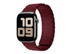 Pulseira magnética de silicone com três fechos e duas peças para Apple Watch S11, cor vinho tinto, tamanhos 38, 40, 41 e 42 mm.