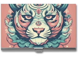 Porta de Visita Fino em Metal com Motivo Tigre e Leve Organizador