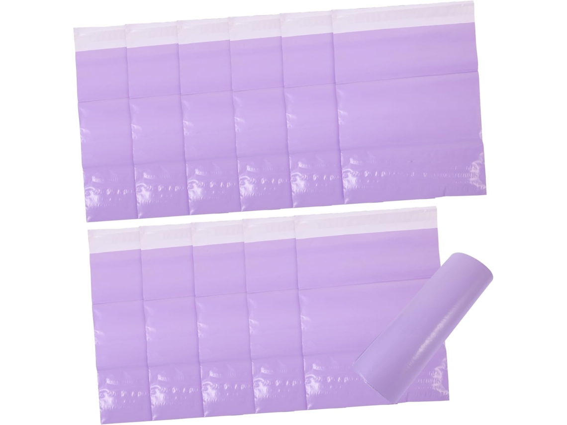 Pacote com 100 unidades de fecho autoadesivo antimanchas para embalagem de roupas e outros itens, com envio rápido.